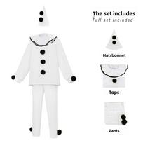 Baisaus Pjero klouno Cosplay kostiumas su elegantišku stiliumi suaugusiems ir Cosplay renginiams S white