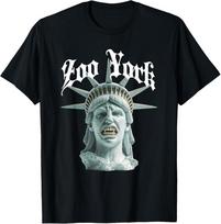 Zoo York Statue of Liberty Gritted Gold Grillz Hip Hop T-Shirt S gray