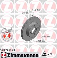 ZIMMERMANN 540.2498.20 Stabdžių diskas
