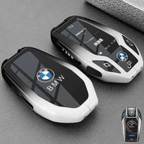 Odinis automobilio raktų dėklas su LED ekranu BMW G11 G12 G30 G31 G01 G02 5 7 serijos X5 X7 M5 M8 M760Li LCD išmaniojo pultelio dangtelio korpusas gjvm37 gray