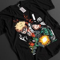 My Hero Academia Shirt Bakugo Tshirt Deku Kacchan Top Todoroki Mha Unisex Tee S black