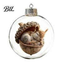 Glowing Christmas Scene Ornaments Story Ornament, Light?Up Mini Animals Hanging Ball Ornament with Warm Festive Luminous Spheres LED Light, With Light gray
