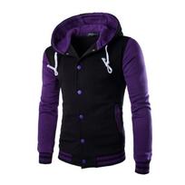 Pavasaris Ruduo Vyriški Džemperiai su Gobtuvu Striukė Berniukų Beisbolo Džemperiai su Gobtuvu Paltai Madingi Streetwear Slim Kolegijos Varsity Prekės ženklas Stilingas Veste Homme XXXL violetinė