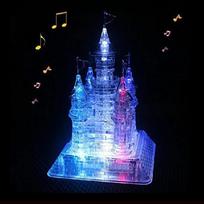 Crystal Puzzle DIY Beautiful Castle Building 3D Jigsaw Assembled Puzzles with Musical  Flashing Light Intelligence Toy Kid Gift blue