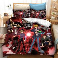 3D Print Anime Yu Gi Oh Duel Comfortable Duvet Quilt Cover Pillowcase Bedding Set Children Bedroom Decoration Home Textile EU Single 135*200cm/53x79in 3pcs gray