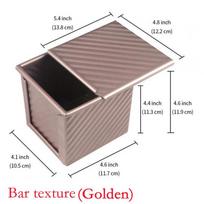 Square Baked Toast Box Loaf Pan Non-Stick Baking Bread Mould Cake Toast Box With Lid Gold Carbon Steel Baking Tray Baking Tool