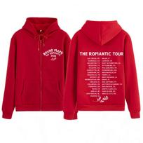 Bruno Mars The Romantic Tour Print Zip Up Hoodie Man Woman Fashion Sweatshirts Casual Oversized Zipper Jacket 3XL red