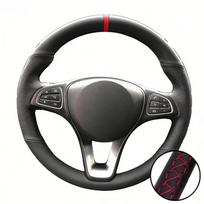 Hand Stitched Microfiber Leather ( W447 ) 2015-2020 Steering Wheel Cover For Mercedes-Benz Vito III Auto Interior Accessories Red Thread black