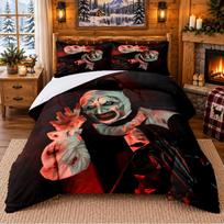 Terrifier Art the Clown Pattern Bedding 3Pcs Set Bed Sheet And Pillowcases For Indoor Bedroom 135cmx200cm brown