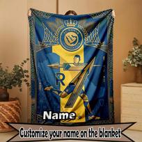 Custom Name Personalized Cristiano Ronaldo Print Blanket, Home Decor, Bedroom, Sofa, Camping, Couch, Gifts for Birthday Christmas 100cmx150cm