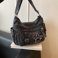 Denim Bag - Campus Student Single Shoulder Bag - Casual and Simple Large Capacity Crossbody Bag juoda