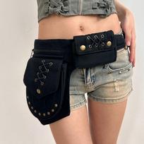 American retro western style multi-functional fanny pack belt wasteland style personalized y2k spice girl heavy industry rivet wide waist seal juoda