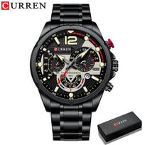CURREN mados kasdieniai kvarciniai laikrodžiai vyriški sportiniai rankiniai laikrodžiai su Chronograph nerūdijančio plieno juostele, juoda vyriška laikrodis gray