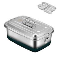 Nerūdijančio plieno pietų dėžutė, dviejų aukštų bento dėžutė su skyreliais, nepralaidus maisto konteineris suaugusiems ir vaikams gray