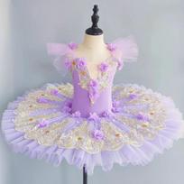 Mergaičių profesionalus Gulbių ežero baleto tutu sijonas pasirodymui 110 cm šviesiai violetinė spalva