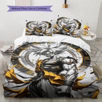 Son Goku Rašto Patalynė, Antklodės Komplektas Antklodės Užvalkalas Pagalvės Užvalkalas Namų Gimtadienio Dovana (1 * antklodės užvalkalas + 2 * pagalvės užvalkalai, be šerdies) 135x200cm gray