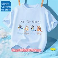 Unisex vaikiškas mėlynas Bluey marškinėlis rudeniui/žiemai, trumpomis rankovėmis, mielas animacinis/anime printas, minkštas džemperis berniukams ir mergaitėms, laisvalaikio apranga 160 white