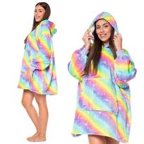 Blanket sweatshirt blanket-sweatshirt 2in1 oversized xxl with hood thick rainbow sherpa beige