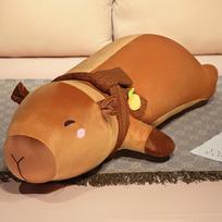 Large soft capybara throw pillow plush toy doll Kapibara doll girl soothing doll 80cm（0.9kg） brown