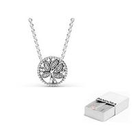 Pandora 925 Sterling Silver Synthetic Cubic Zirconia Necklaces Women's Silver 397780CZ F-Brand Original Box gray