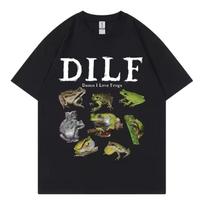 Dilf Damn I Love Frogs Graphic T Shirts WomFashion Short Sleeve T-shirt Vintage Summer Street Clothing T-shirts Tops 140 gray