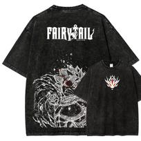 Natsu Spausdinti Marškinėliai Anime Fairy Tail Drabužiai Vyrams Moterims Trumpomis Rankovėmis Marškinėliai Skalbti Medvilniniai Marškinėliai Harajuku Vyriški Vintage Viršutiniai Drabužiai M black