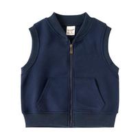 Kids Boys Solid Color Korean Style Sleeveless Casual Vest For Spring Autumn 130cm tamsiai mėlyna spalva