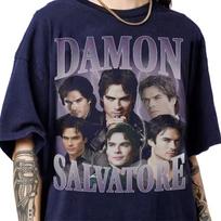 Limited Damon Salvatore 90s Bootleg Vintage T-Shirt, Retro Damon Salvatore Streetwear Classic Tee DamonSalvatore Tee Gift unisex 120 gray