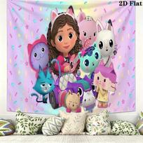 Gabby Dollhouse Wall Tapestry Aesthetic Wall Hanging Printed Fabric Blanket Decorative Tapestries for Bedroom Living Room Home Decor 150cm x 200cm