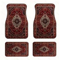4Pcs Bohemian Car Floor Mats Rubber Back Heavy Duty Persian Carpet Car Decoration Dirty Resistant Car Floor Protector Rugs black
