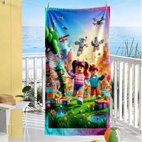 Roblox Beach Towel High Absorbency & Quick-Dry Comfortable Lightweight Suitable for Sports, Travel, Swimming, Yoga, Bathroom, Beach, And Pool 70cmx140cm(27x55inch)