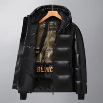Winter black and gold down jacket short long thickened simple men's and women's glossy jacket tide S