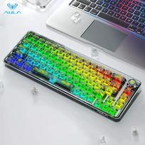 AULA F68 Transparent Mechanical Keyboard 2.4G Wireless/BT/Wired Hot Keycaps Colored RGB Lights For Work Gaming E-Sport Keyboard juoda