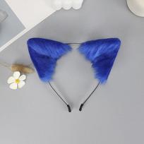 Dirbtinės katės ausys lankelis Pūkuotos Lolitos ausys galvos apdangalas Praktinis Cosplay lankelis Nuotrauka mėlyna
