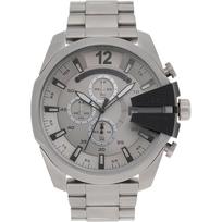 Diesel Men's Mega Chief Quartz Watch Silver Dial Stainless Steel 51mm DZ4501 sidabras