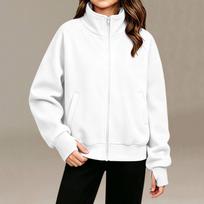 Big Kids Boys Girls Color Long Sleeve Zip-Up Sweatshirt Jacket with Stand Collar, Pockets and Cuffs 170 balta