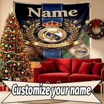 Custom Name Personalized Real Madrid CF Print Tapestry, Wall Art Decor, Bedroom, Dorm, Apartment, LivingRoom, Party Backdrop, Gift for Birthday 180cmx230cm