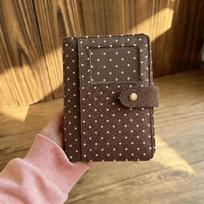Vintage Polka Dot Print A7 Binder Notebook Fabric Cover Snap Button Closure Loose Leaf Journal Diary Book School Office brown