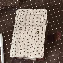 Vintage Polka Dot Print A7 Binder Notebook Fabric Cover Snap Button Closure Loose Leaf Journal Diary Book School Office