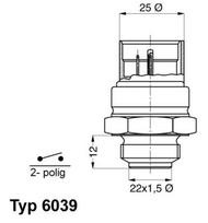 BorgWarner (Wahler) 6039.95D Temperatūros jungiklis, radiatoriaus ventiliatorius