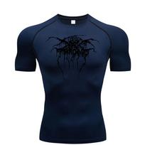 2025Men's compression print short sleeve gym workout T-shirt, quick drying Breathable T-shirt, fitness training track top RL0547 XXL blue