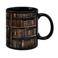Vitražinė Knygų lentynos Puodelis 11oz Keramikinis Kavos Puodelis Literatūrinė Dovana Knygų Mėgėjams Unikali Namų Biuro Dekoro Prekė B black