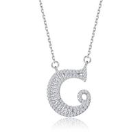 AIKS Women's Necklace, Sterling Silver 925, Zirconia Alphabet Pendant, Sterling Silver Chain, Initial Necklace, Valentine's Day Fashion Accessory white