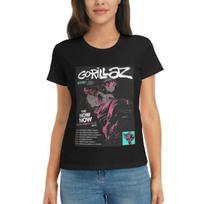 Moterų marškinėliai Muzikos grupė Gorillaz Vasariniai trumparankoviai marškinėliai Apvalus kaklas Medvilniniai marškinėliai Drabužiai Viršutiniai drabužiai Gatvės stilius 3XL black