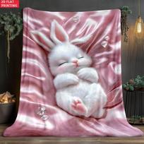 Mielas miegantis triušis flanelinis pledas minkštas pliušinis užklotas sofai lovai biurui kelionei Size: 75*100cm, Weight: 320 GSM