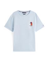 TOMMY HILFIGER Marškinėliai 'PALM TREE' tamsiai mėlyna / šviesiai mėlyna / oranžinė / balta