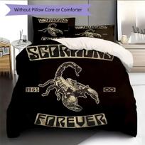 Scorpions Pattern Bedding Home Decoration Birthday Gift ( 1 duvet cover + 2 pillowcase, without core),fan merchandise. 135x200cm white