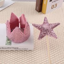 Ins Baby Shower Girl Glitter Pink Crown Boy Birthday Party Headwear Stage Performance Headband Star Fairy Stick A5 gray