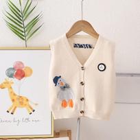 Cartoon Casual Kids Vest Unisex Boys Girls Spring Autumn Sleeveless Cardigan Top 80 smėlis