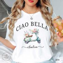 Ciao Bella Italy Shirt, Italian Scooter T-shirt, Unisex 110 white
